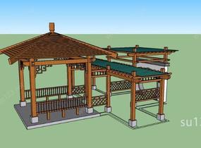 新中式亭廊（钢木结构）SU模型