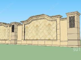 建筑构件-围墙SU模型