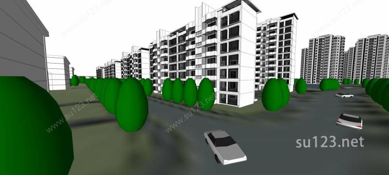 居住区规划1SU模型下载草图大师sketchup模型
