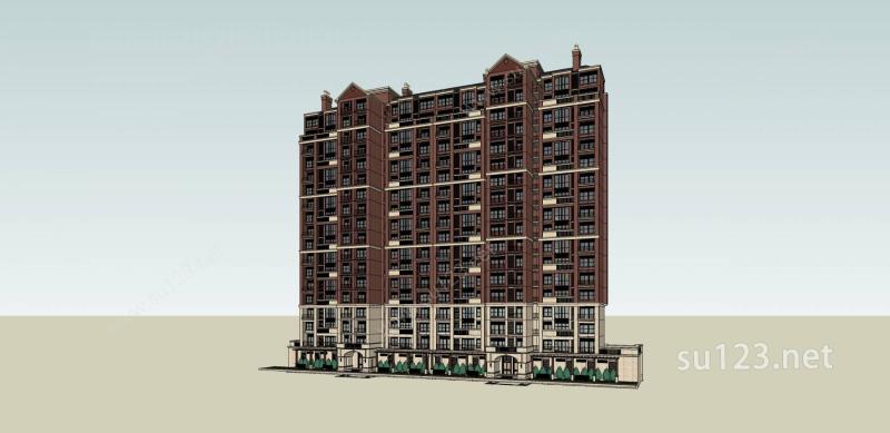 欧式高层住宅公寓SU模型