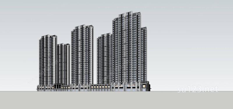 现代高层商业住宅小区SU模型