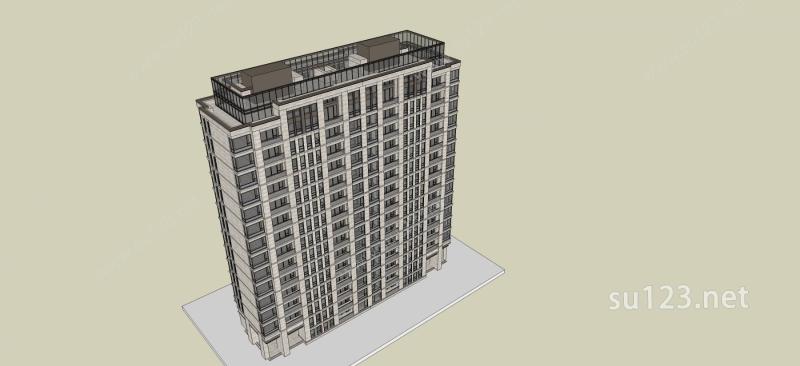现代风格高层住宅SU模型下载草图大师sketchup模型
