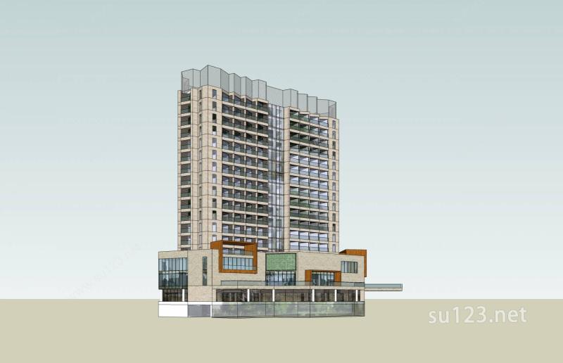 现代高层商业住宅楼SU模型