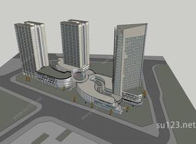 现代商业及住宅楼SU模型