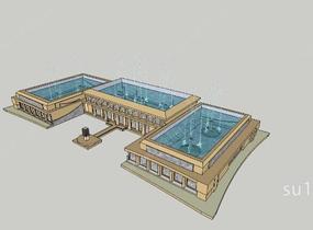 喷水池景观SU模型