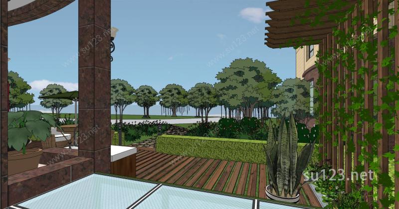 现代住宅庭院景观12SU模型下载草图大师sketchup模型
