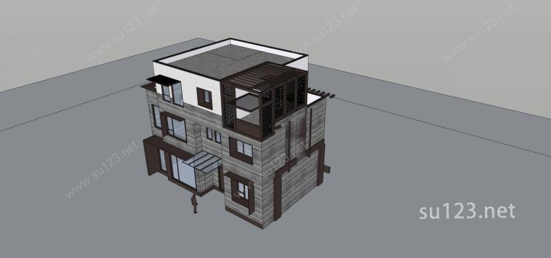 新中式独栋别墅SU模型