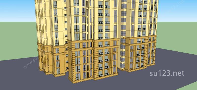 欧式高层住宅SU模型下载草图大师sketchup模型