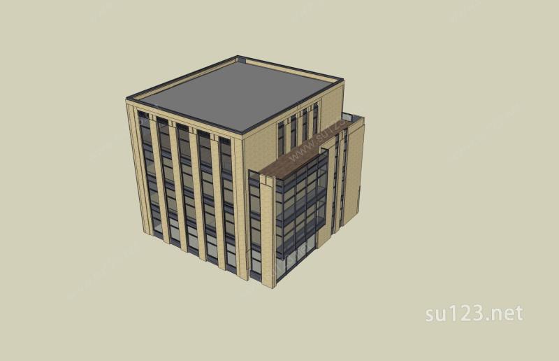 现代多层办公楼SU模型下载草图大师sketchup模型