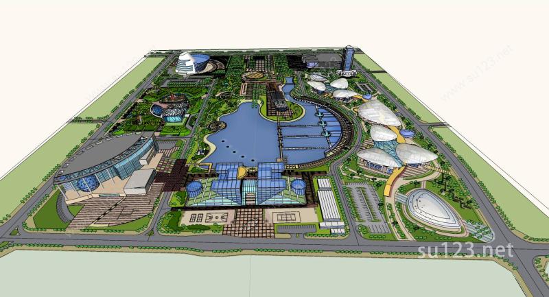 城市中心大型完整综合商业规划设计SU模型