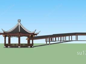 中式小亭及连廊SU模型