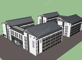 中式风格办公楼SU模型