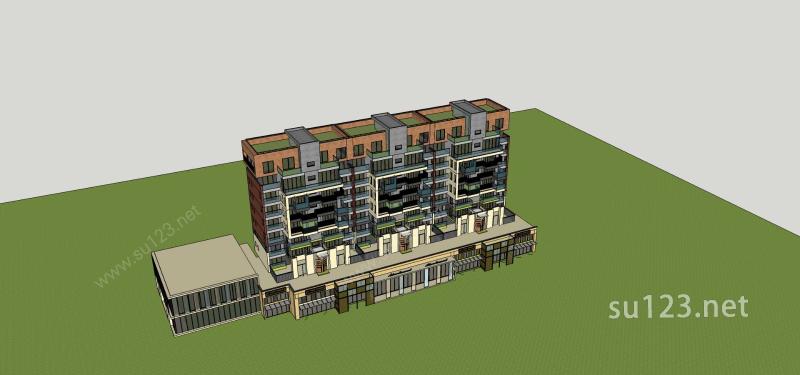 现代小高层商业住宅楼SU模型下载草图大师sketchup模型