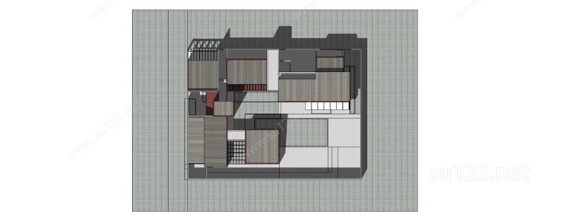 新中式庭院别墅SU模型