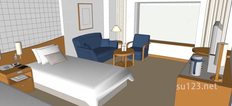 酒店客房室内模型SU模型下载草图大师sketchup模型