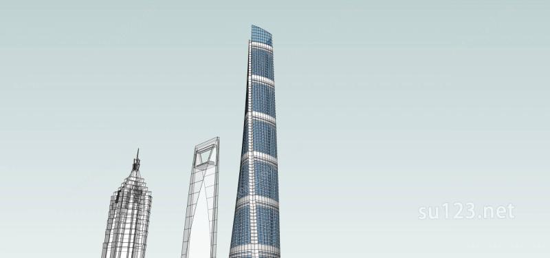 上海中心大厦SU模型下载草图大师sketchup模型