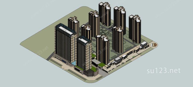 新古典风格综合住宅小区SU模型