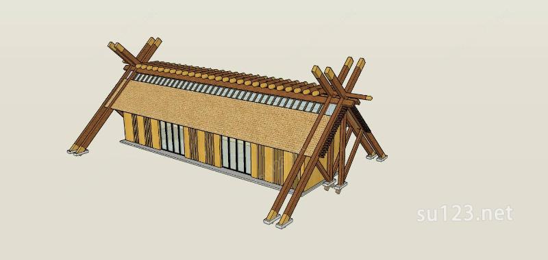 日式小建筑SU模型下载草图大师sketchup模型