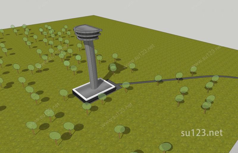 小型飞机场SU模型下载草图大师sketchup模型