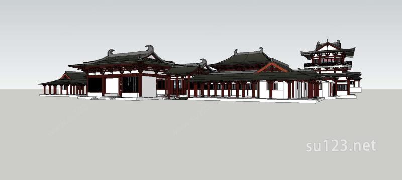古建寺庙建筑SU模型下载草图大师sketchup模型