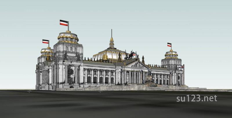 德国国会大厦SU模型下载草图大师sketchup模型