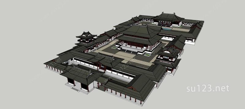 古建寺庙建筑SU模型