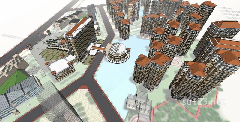 欧式风格城市规划SU模型下载草图大师sketchup模型