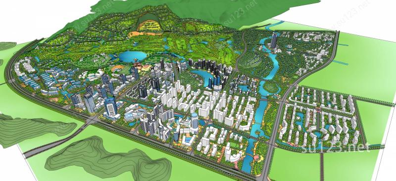 大型完整城市规划SU模型