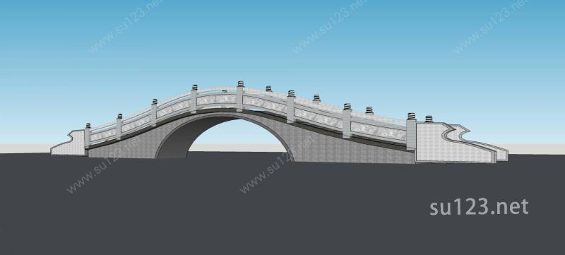 中式桥SU模型下载草图大师sketchup模型