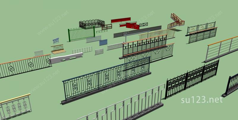 栏杆各式栏杆精选SU模型下载草图大师sketchup模型