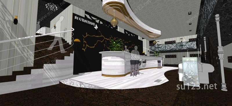现代风格咖啡厅SU模型