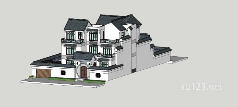 中式庭院别墅SU模型