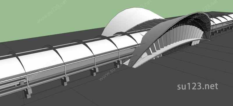 现代苏州高铁站SU模型下载草图大师sketchup模型