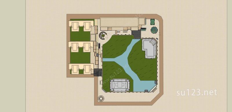 新古典风格商业住宅小区SU模型下载草图大师sketchup模型