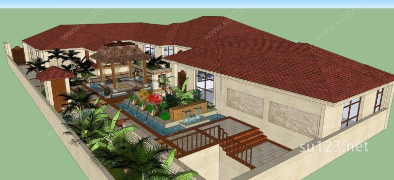 屋顶花园SU模型下载草图大师sketchup模型