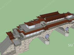 中式风格廊桥SU模型