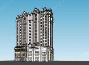 民国风格高层住宅楼SU模型