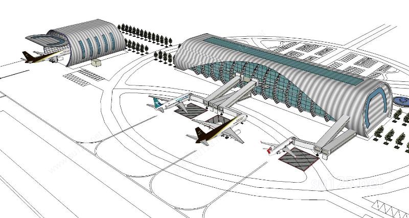 机场22SU模型下载草图大师sketchup模型