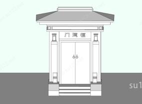 中式庭院大门SU模型