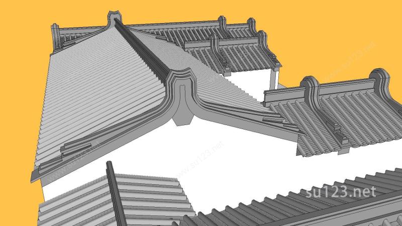 潮汕传统民居建筑SU模型下载草图大师sketchup模型