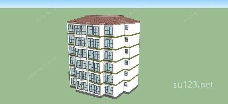 新中式多层住宅SU模型