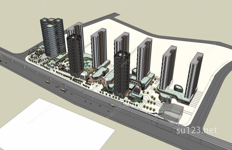 现代城市综合体SU模型
