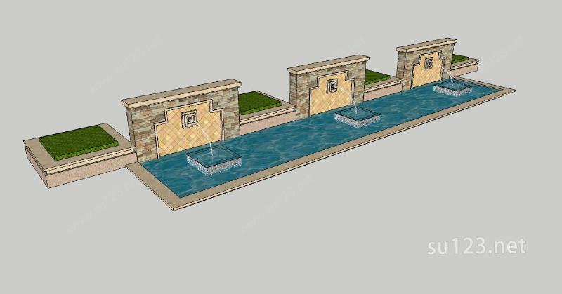 景观-水景墙SU模型