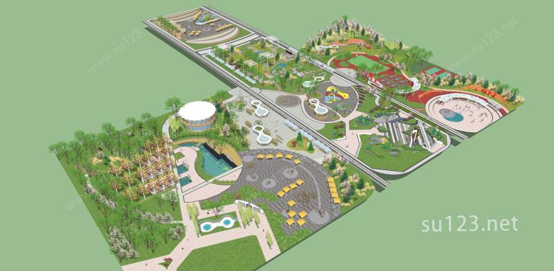 公园项目大公园规划SU模型