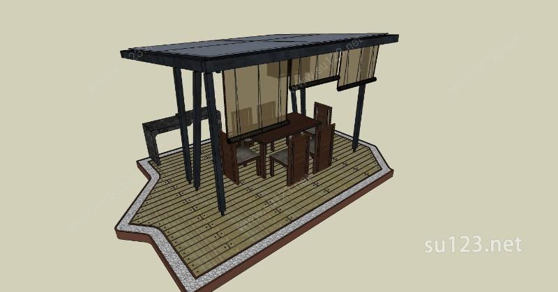 室外餐桌SU模型