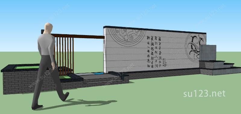 中式小景观SU模型下载草图大师sketchup模型