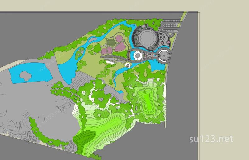 公园景观SU模型下载草图大师sketchup模型