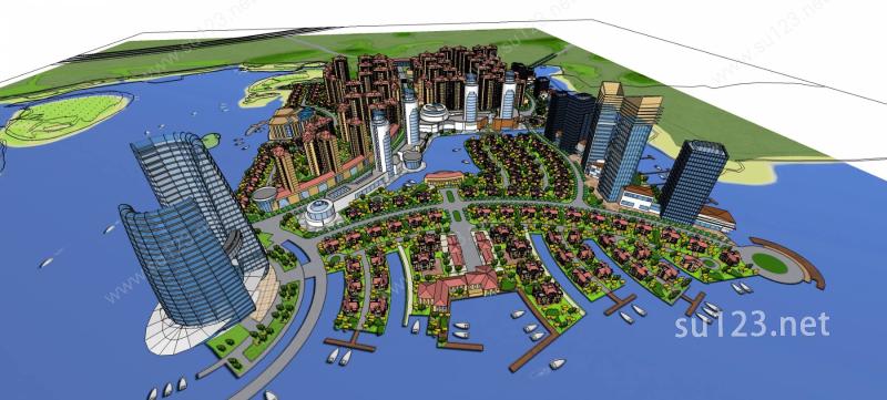 沿海城市规划SU模型