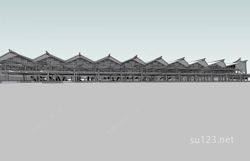 火车站SU模型下载草图大师sketchup模型