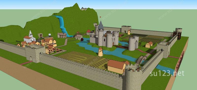 城堡景观SU模型